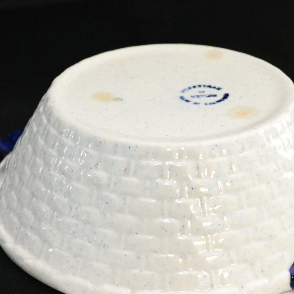 Vintage Metlox Provincial Blue Dish With Handles Poppytail Basket Weave - Picture 4 of 5